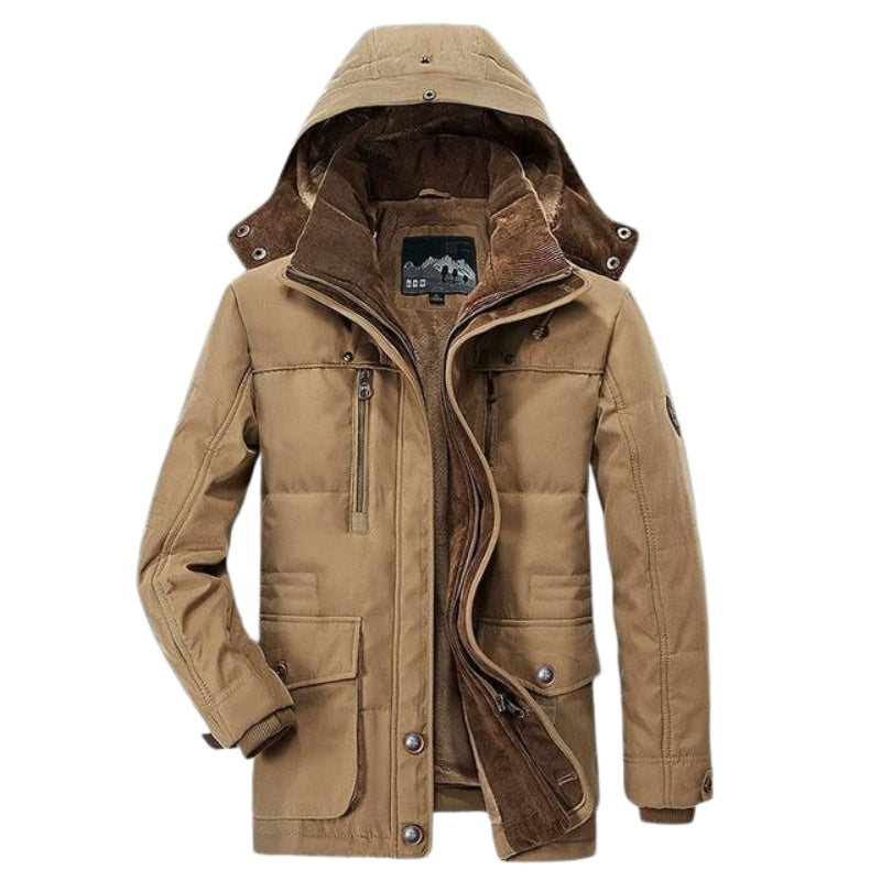 Heren winterjas met capuchon en voering