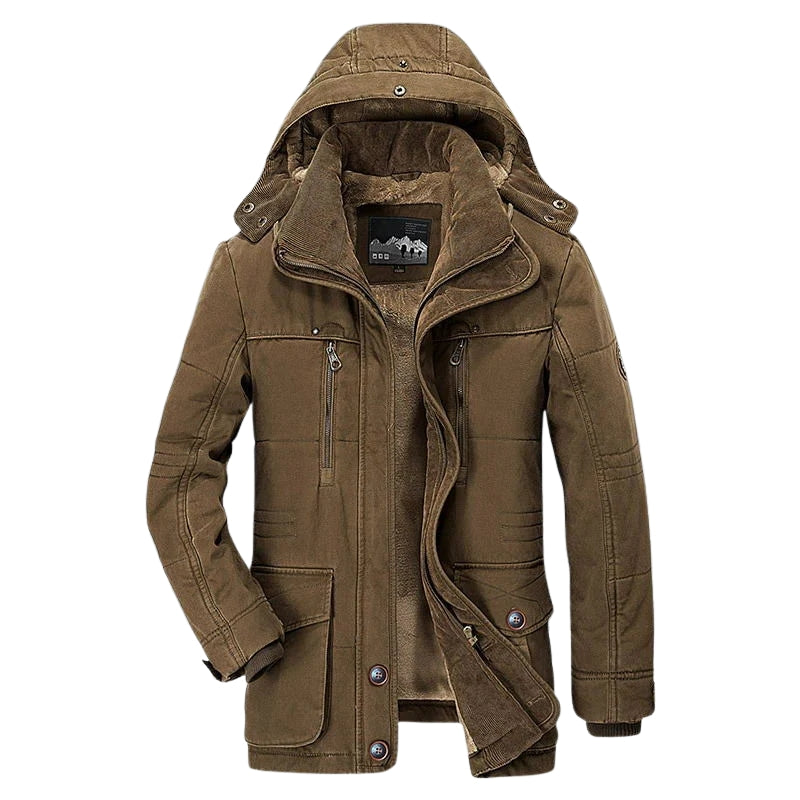 Heren winterjas met capuchon en voering