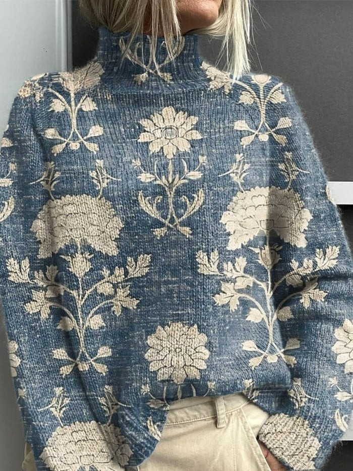 Dames coltrui met bloemenmotief en warme gebreide stof
