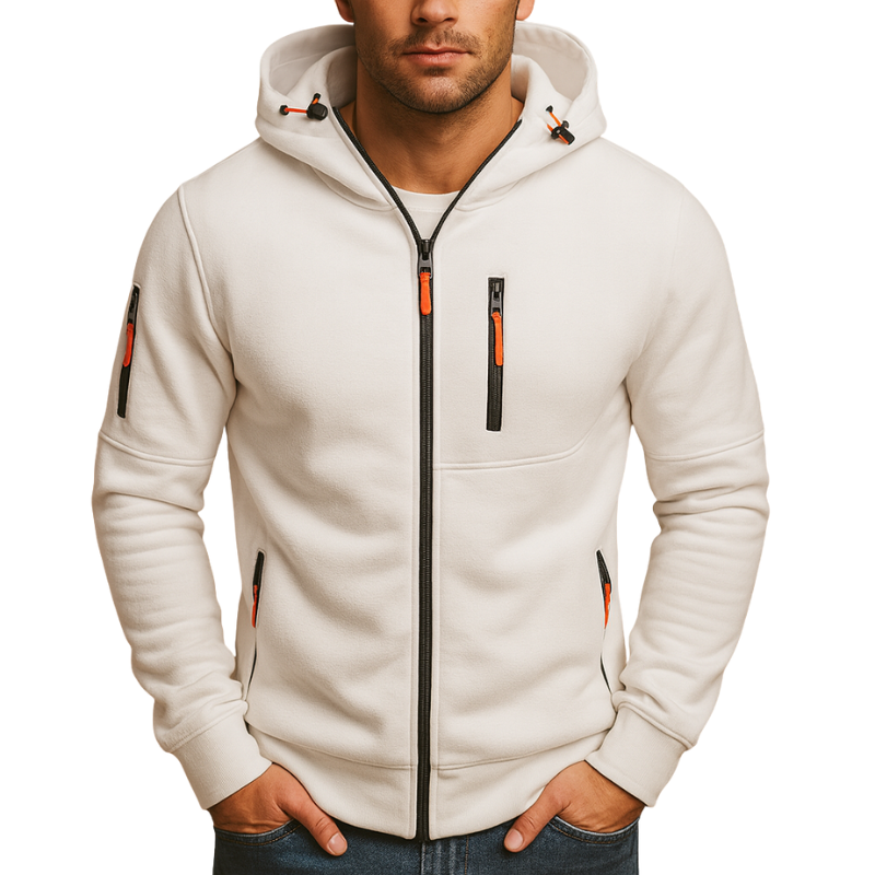 Heren hoodie met ritssluiting en verstelbare capuchon voor herfst en winter