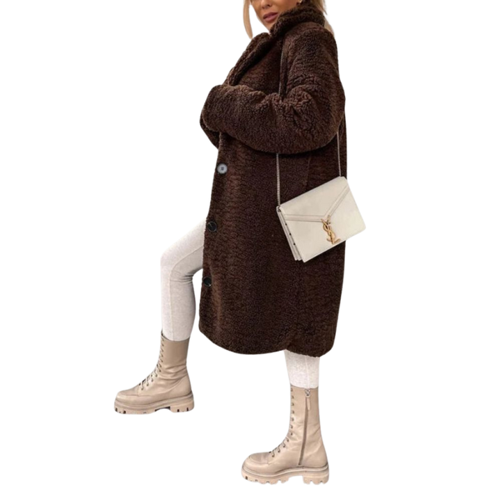 Lange winterjas met kraag en rechte voorkant