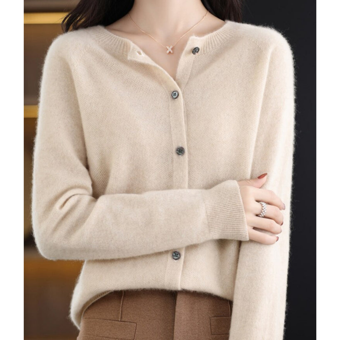 Dames gebreide cardigan met ronde hals en knopen