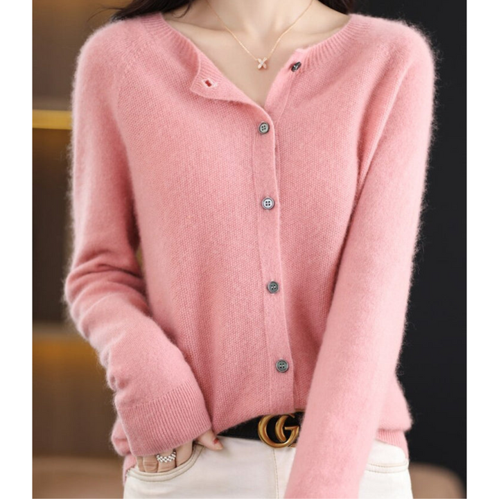 Dames gebreide cardigan met ronde hals en knopen
