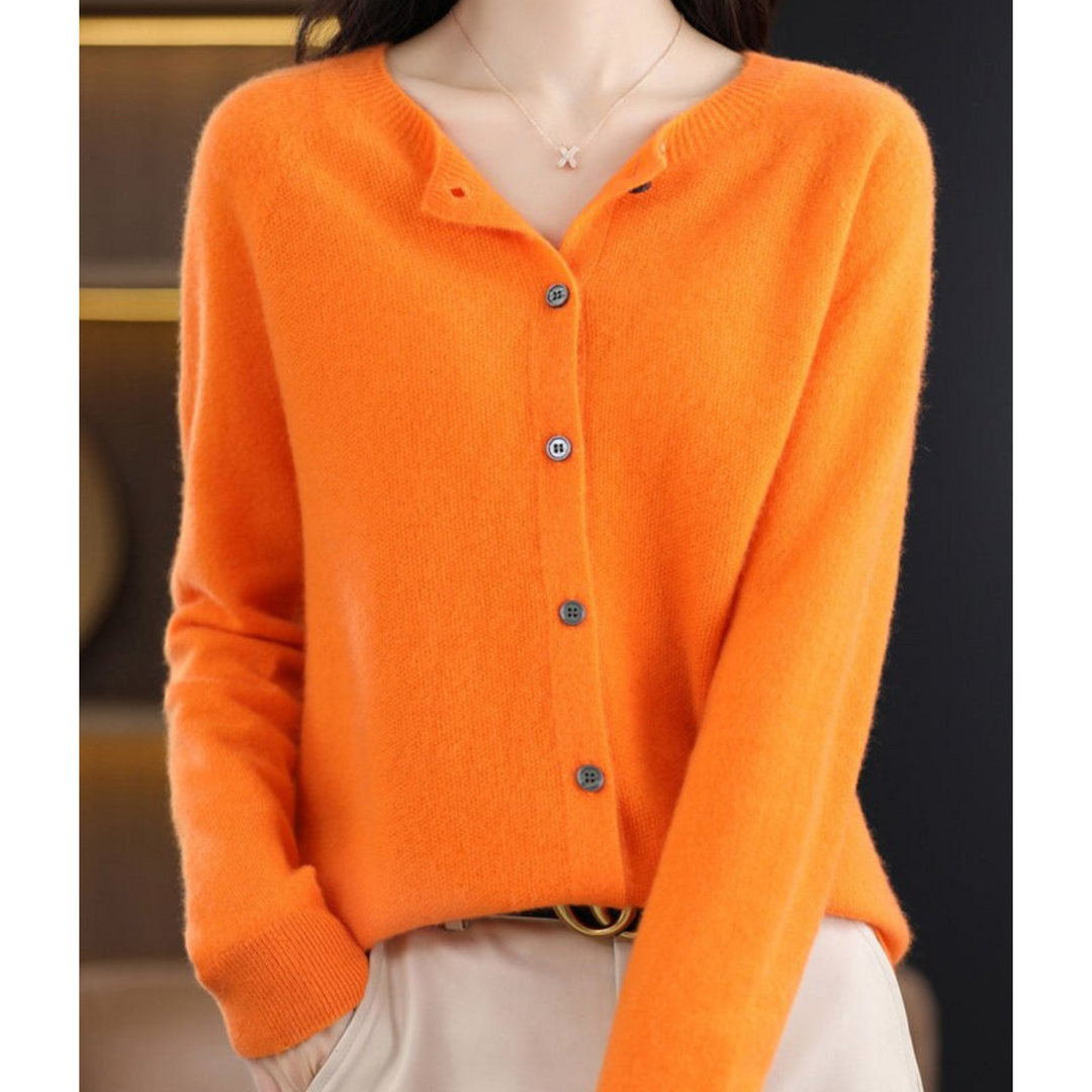 Dames gebreide cardigan met ronde hals en knopen