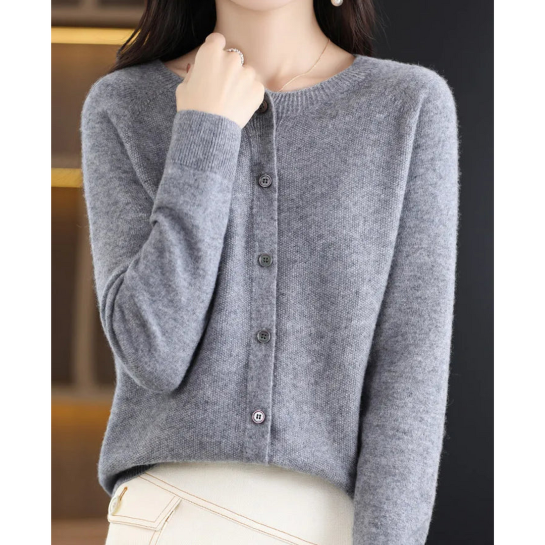Dames gebreide cardigan met ronde hals en knopen