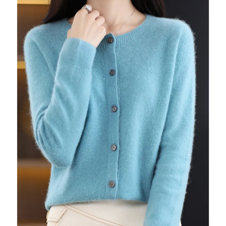 Dames gebreide cardigan met ronde hals en knopen