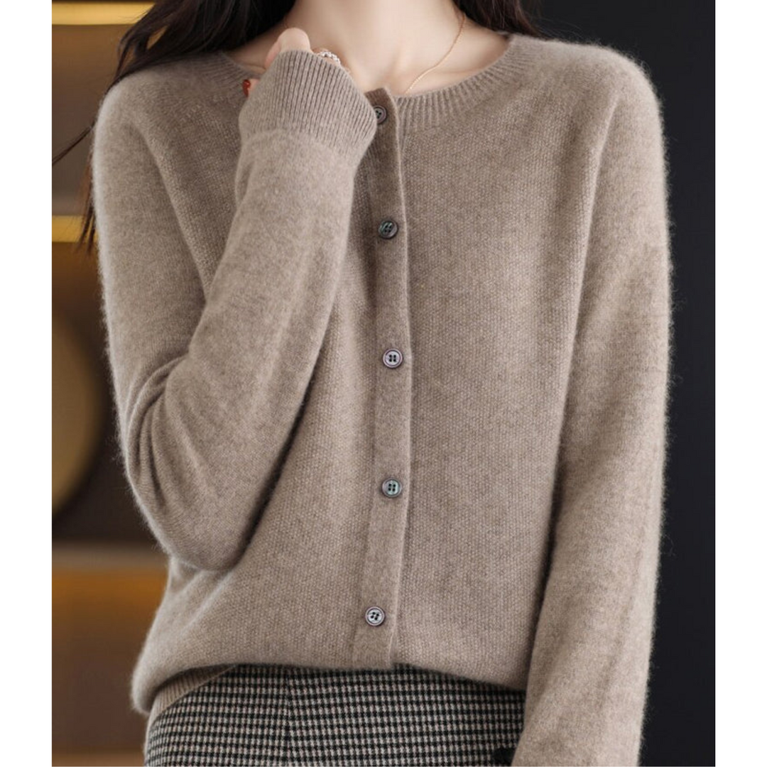 Dames gebreide cardigan met ronde hals en knopen