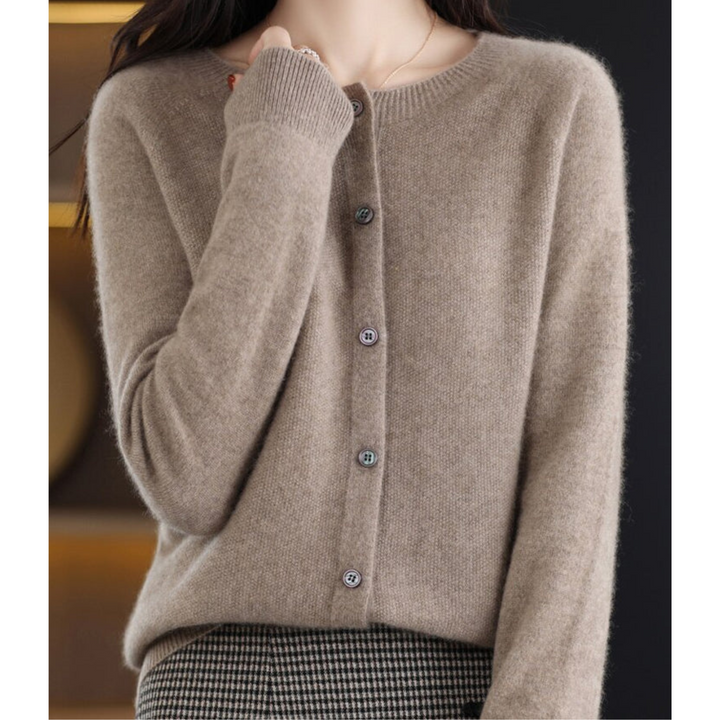 Dames gebreide cardigan met ronde hals en knopen