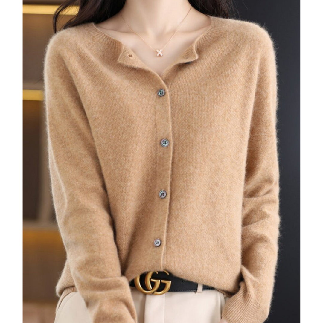 Dames gebreide cardigan met ronde hals en knopen