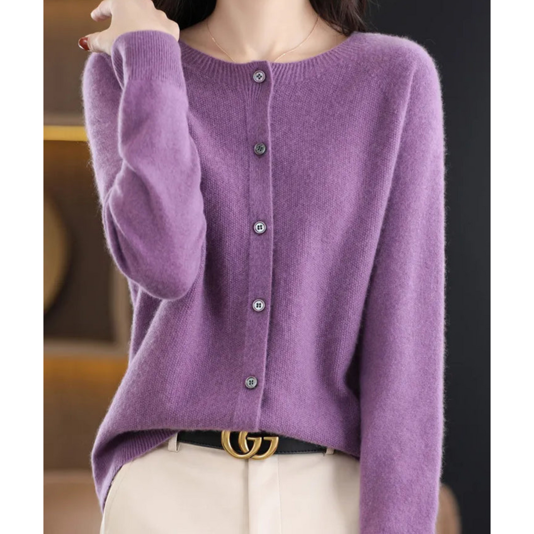 Dames gebreide cardigan met ronde hals en knopen