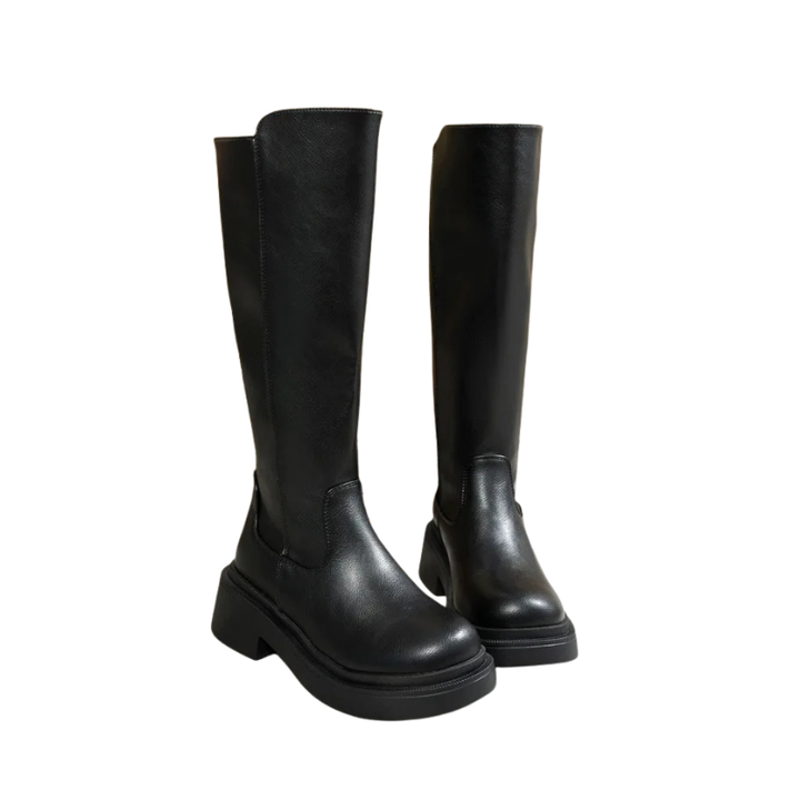 Dames kniehoge laarzen met hak ontworpen voor seizoensgebruik