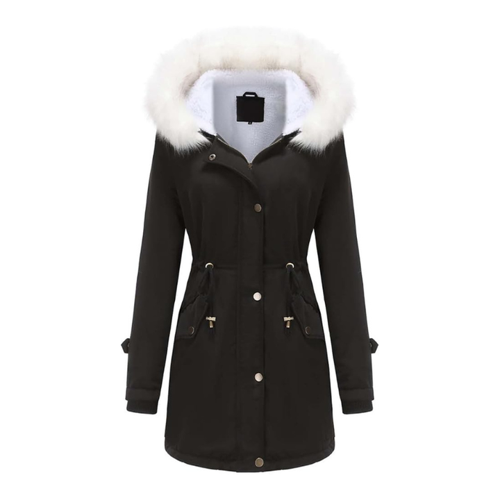 Dames winterjas met capuchon en knoopsluiting voor koud weer