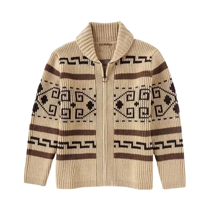 Gebreid herenvest met ritssluiting en kraag voor seizoenslagen