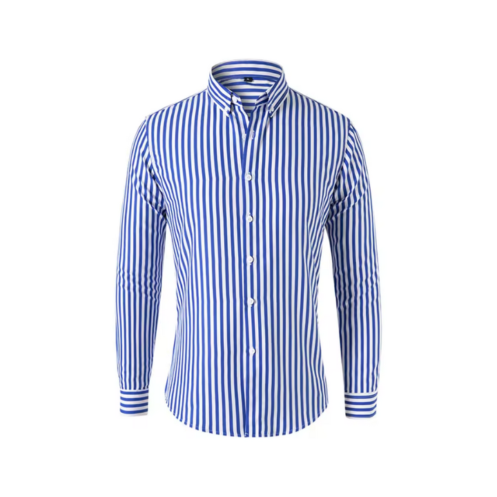 Heren overhemd met lange mouwen en strepen voor dagelijks en zakelijk gebruik in de herfst