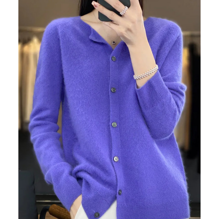Dames gebreide cardigan met ronde hals en knopen