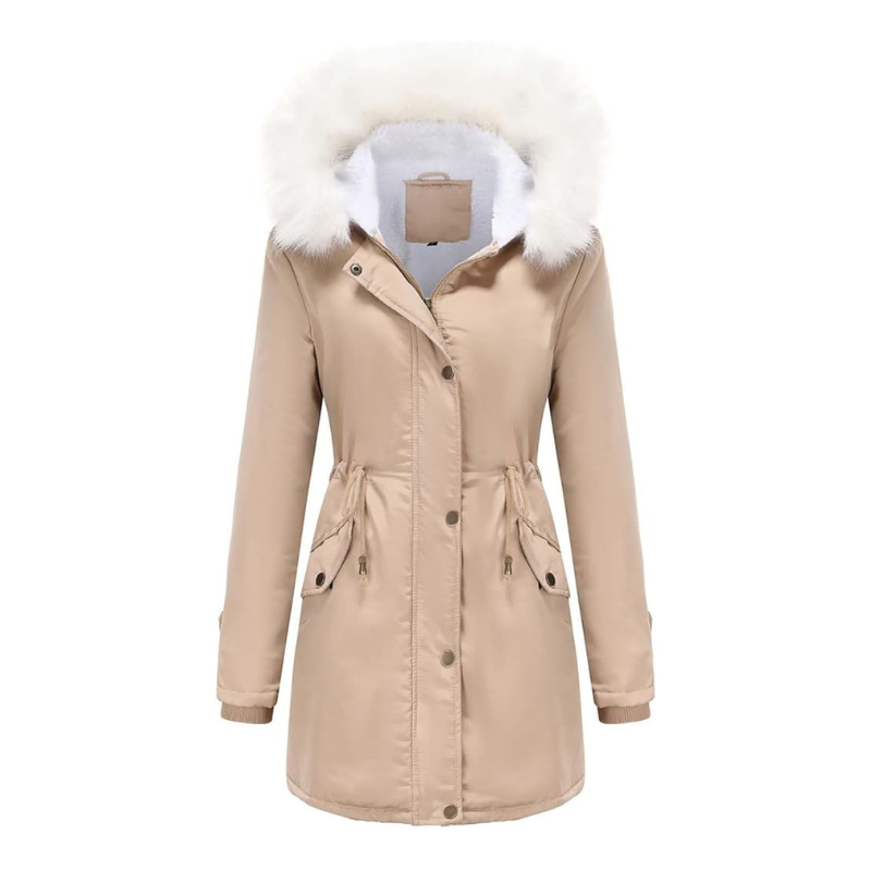 Dames winterjas met capuchon en knoopsluiting voor koud weer