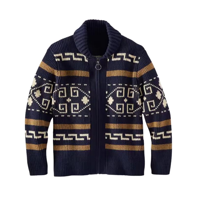 Gebreid herenvest met ritssluiting en kraag voor seizoenslagen