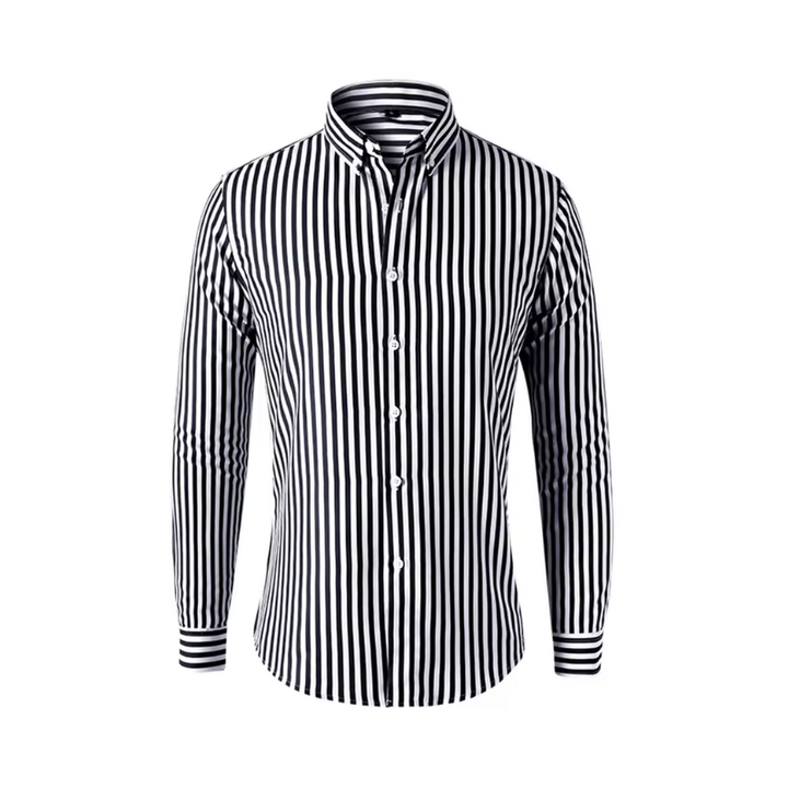 Heren overhemd met lange mouwen en strepen voor dagelijks en zakelijk gebruik in de herfst