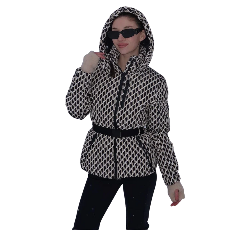 Winterpufferjas met capuchon en tailleceintuur