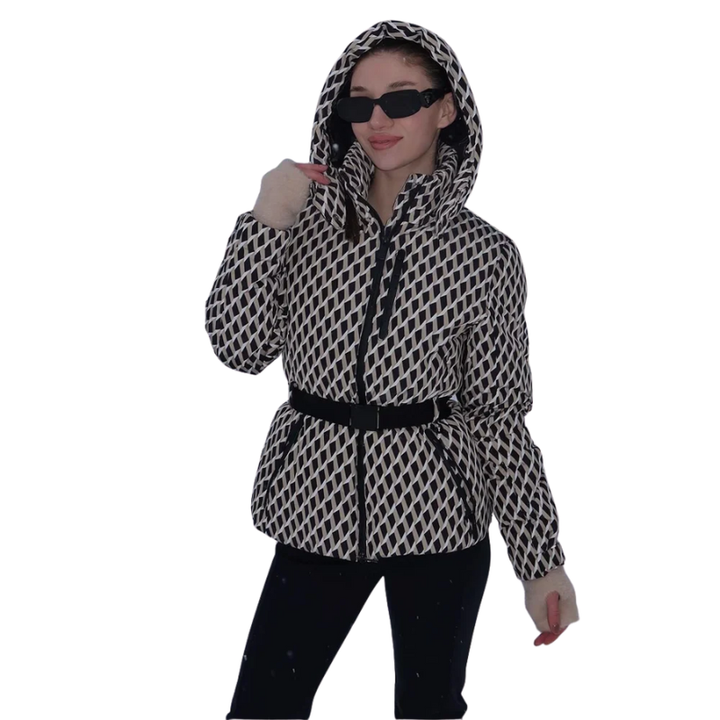 Winterpufferjas met capuchon en tailleceintuur