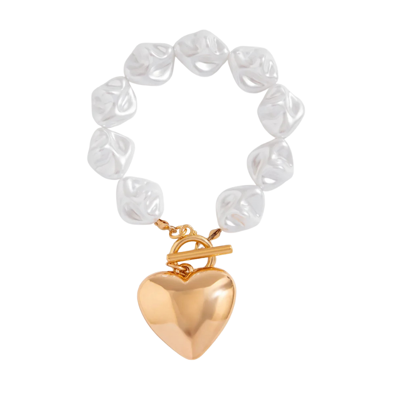 Armband met hartvormige hanger en schakelontwerp