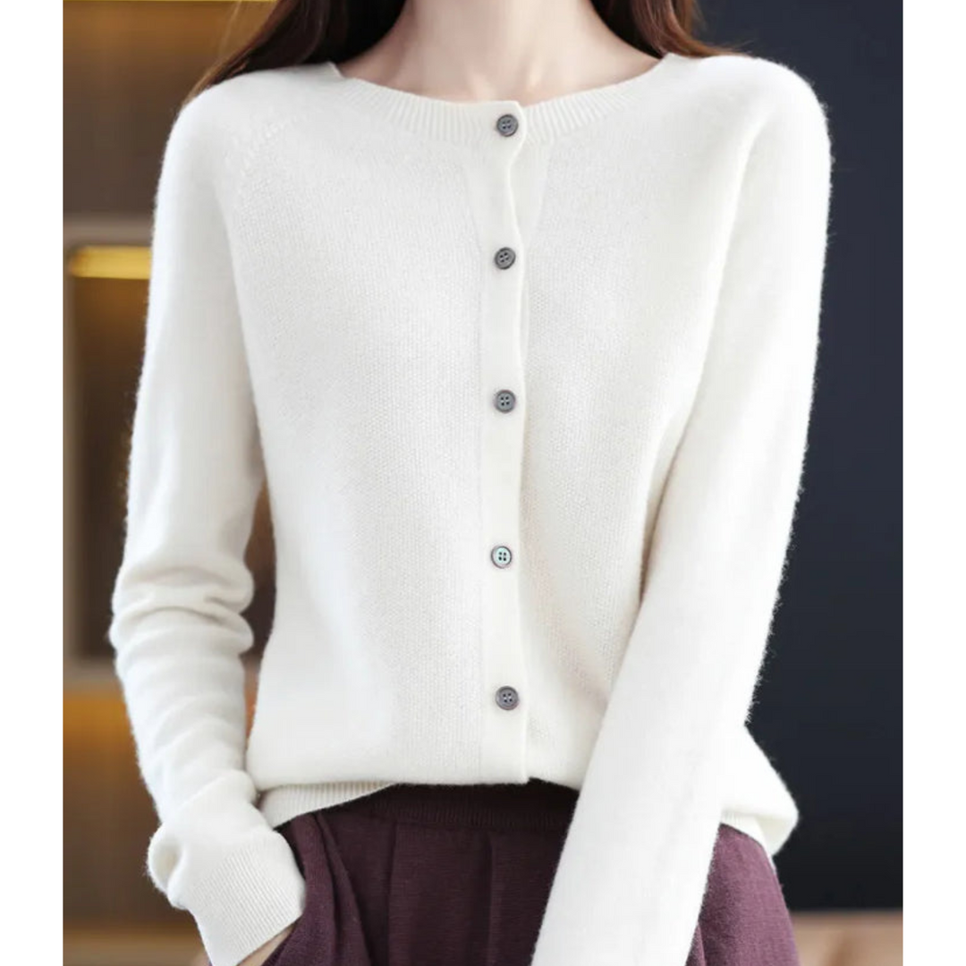 Dames gebreide cardigan met ronde hals en knopen
