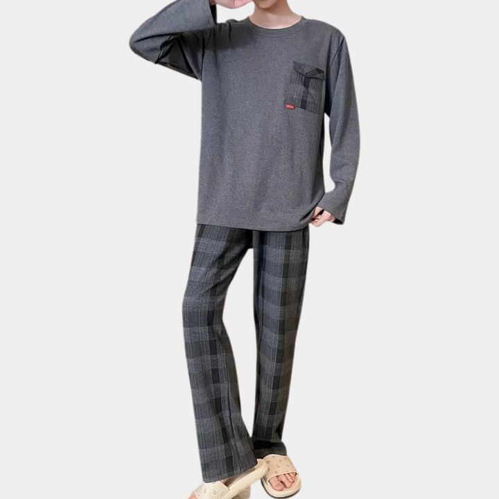 Heren pyjamaset met T-shirt en lange broek