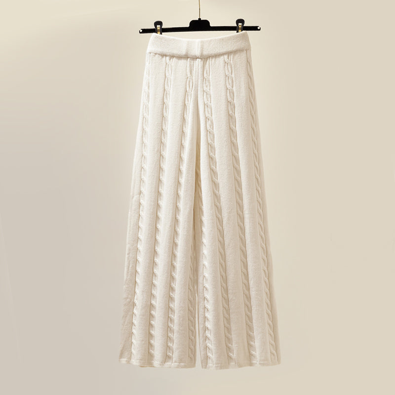 3-delige bijpassende gebreide set voor dames met vest en wijde broek