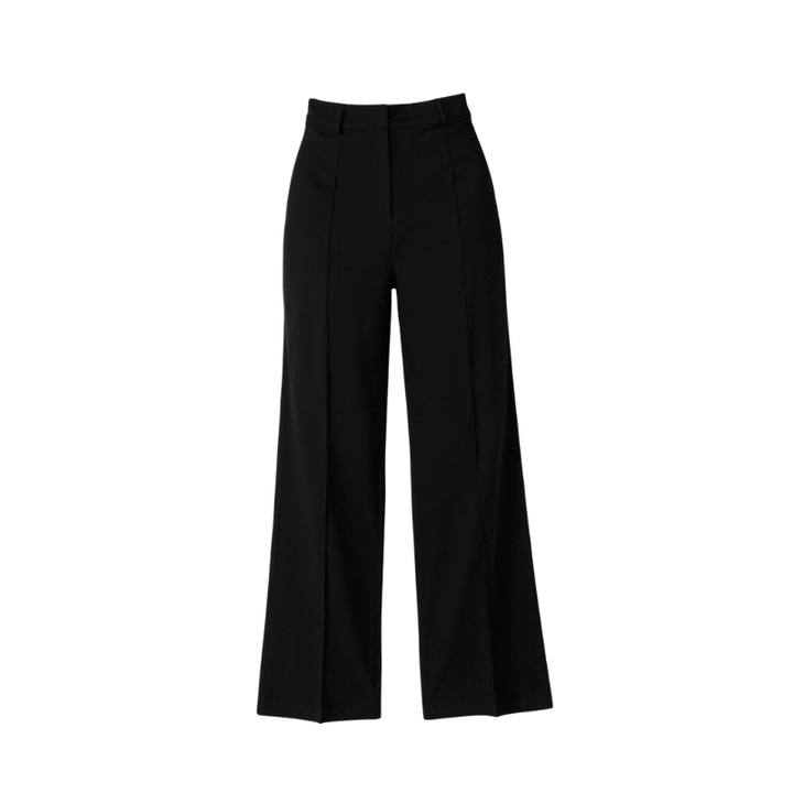 Damesbroek met wijde pijpen en hoge taille