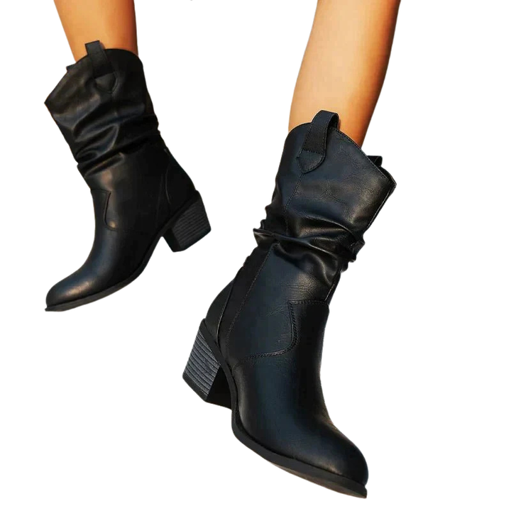 Dames lange laarzen met vouwontwerp voor herfst en winter