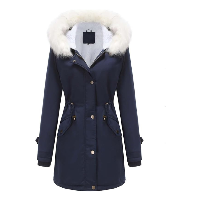 Dames winterjas met capuchon en knoopsluiting voor koud weer