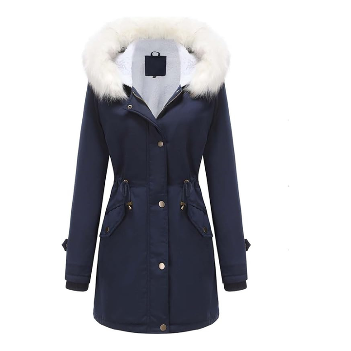 Dames winterjas met capuchon en knoopsluiting voor koud weer