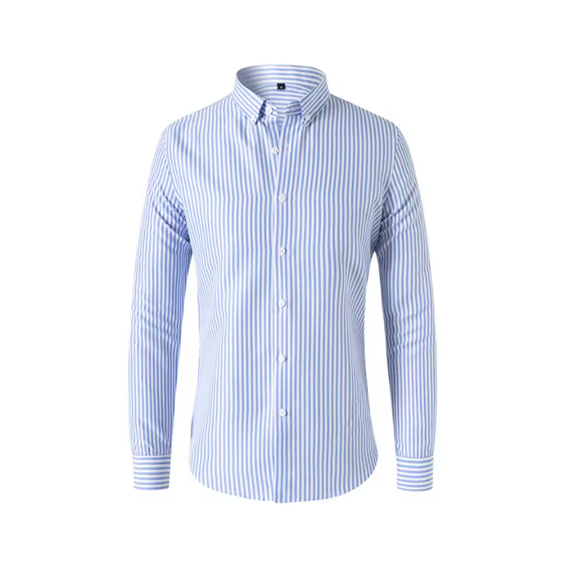Heren overhemd met lange mouwen en strepen voor dagelijks en zakelijk gebruik in de herfst