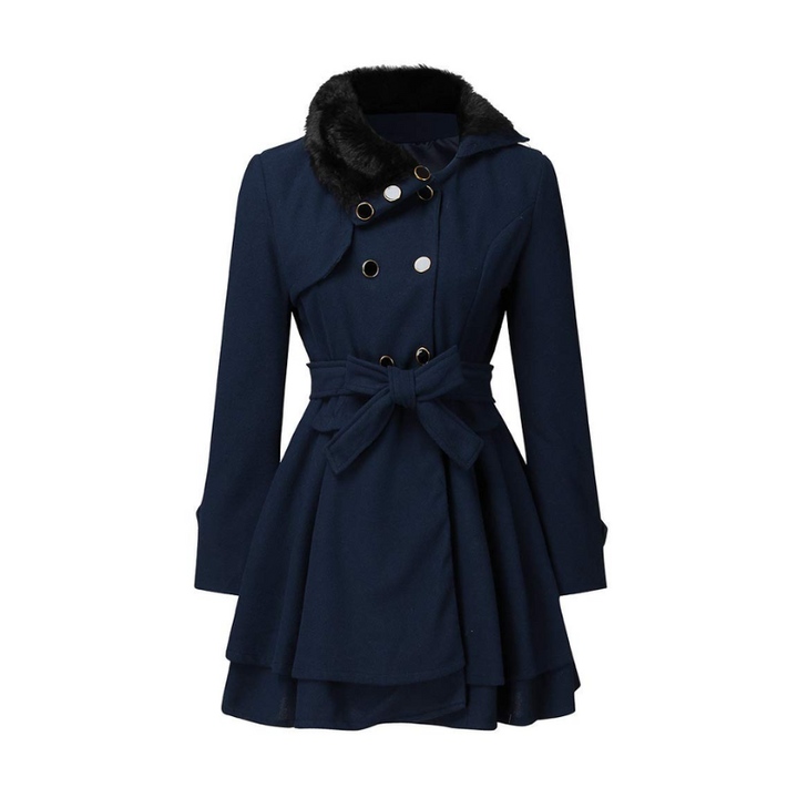 Lange dames winterjas met kraag en knoopsluiting