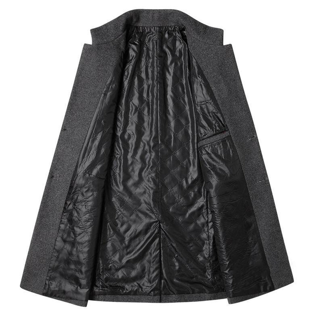 Lange jas met knoopsluiting en rechte snit