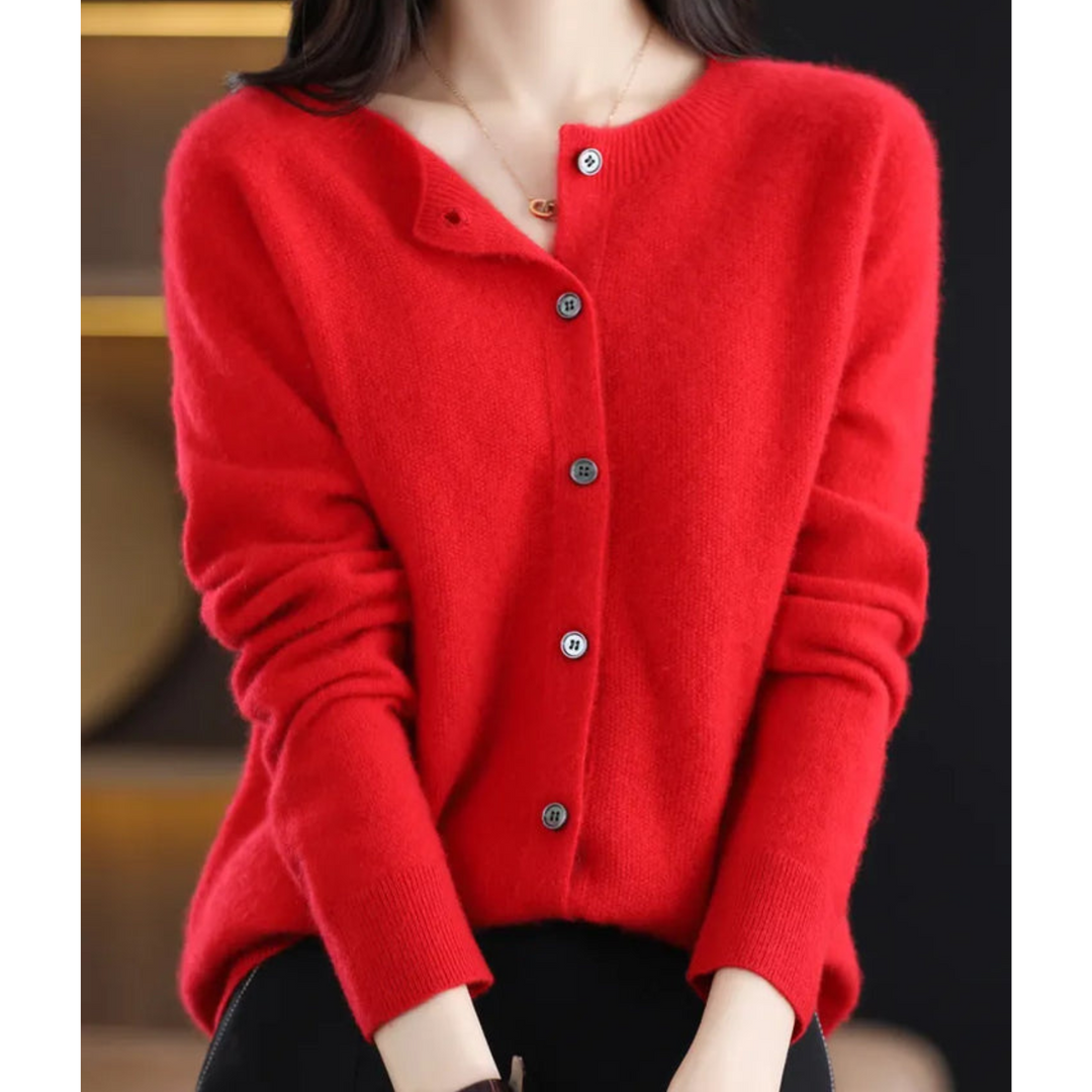 Dames gebreide cardigan met ronde hals en knopen
