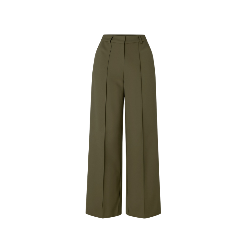 Damesbroek met wijde pijpen en hoge taille