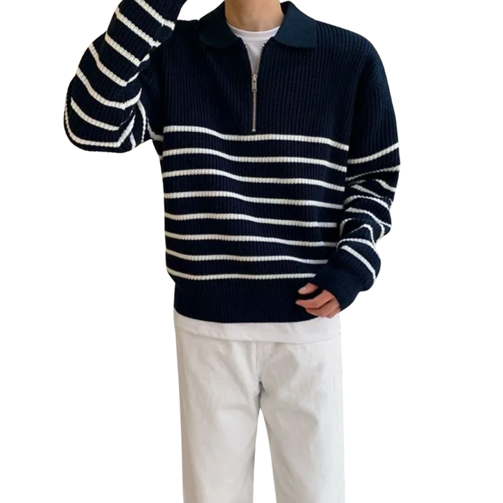 Heren gebreide trui met kwart ritssluiting ontworpen voor dagelijks gebruik in de herfst en winter