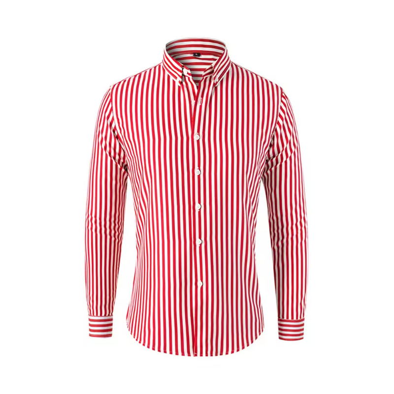 Heren overhemd met lange mouwen en strepen voor dagelijks en zakelijk gebruik in de herfst