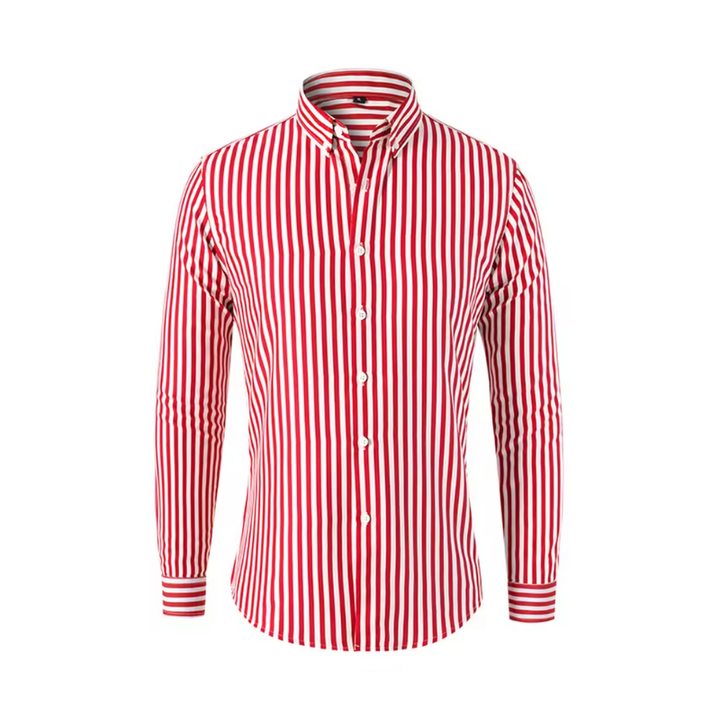 Heren overhemd met lange mouwen en strepen voor dagelijks en zakelijk gebruik in de herfst