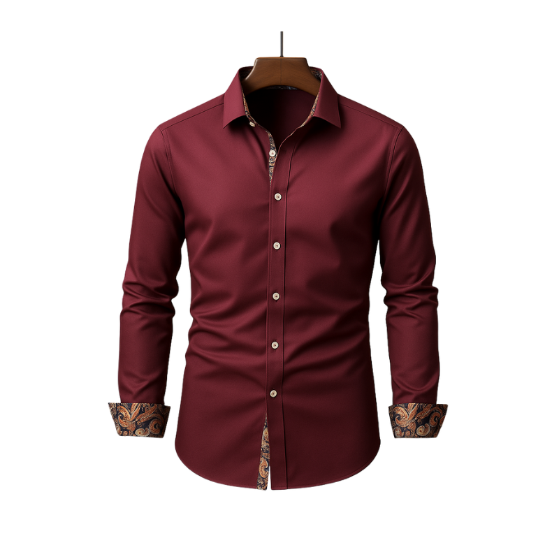 Heren overhemd met lange mouwen en contrasterende details voor formeel en dagelijks gebruik