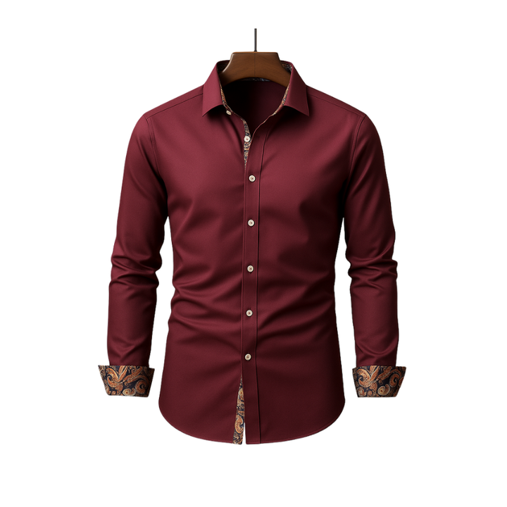 Heren overhemd met lange mouwen en contrasterende details voor formeel en dagelijks gebruik