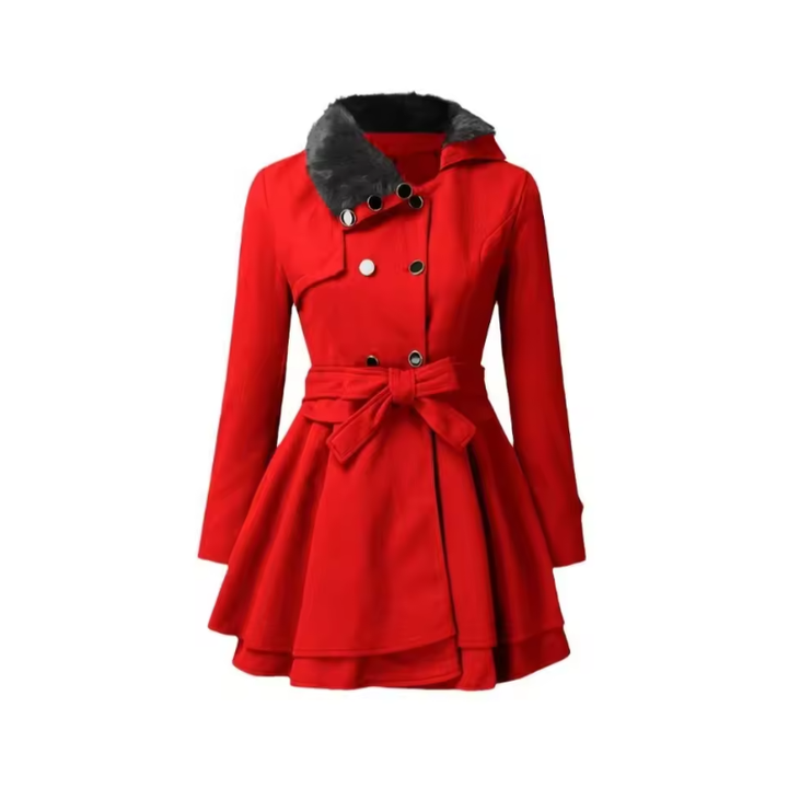 Lange dames winterjas met kraag en knoopsluiting