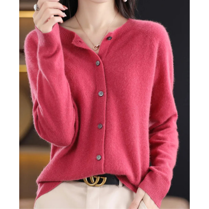 Dames gebreide cardigan met ronde hals en knopen