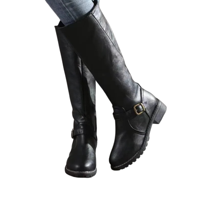 Dames hoge laarzen met gesp voor dagelijks gebruik in de herfst en winter