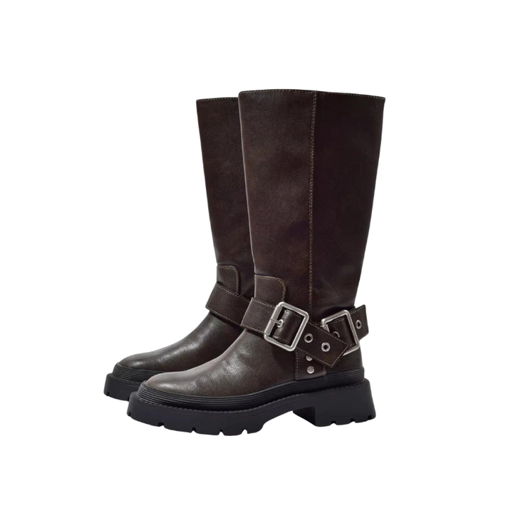 Dames kniehoge laarzen met gesp voor herfst en winter