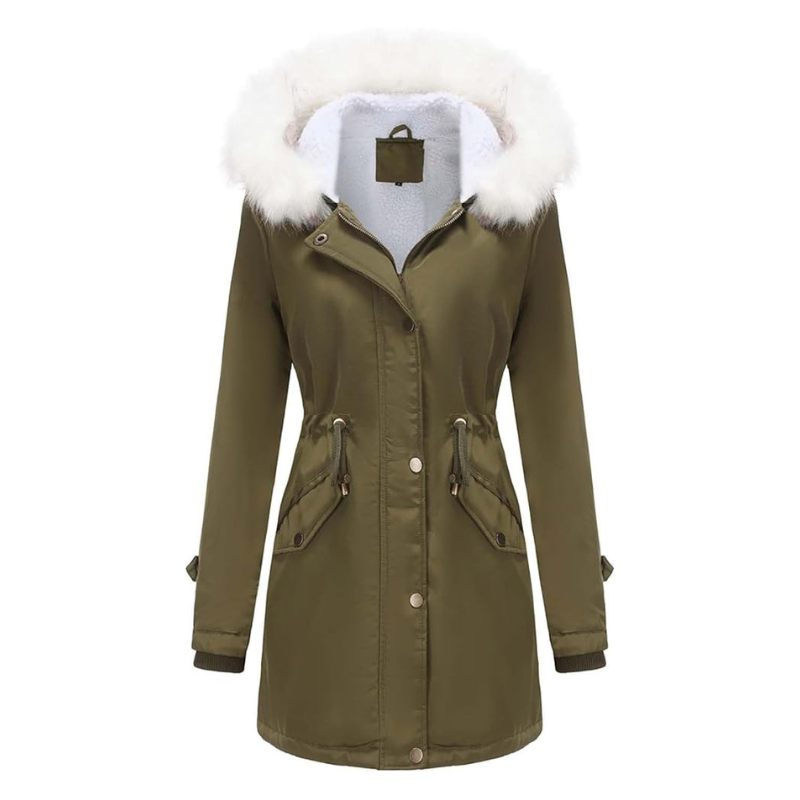 Dames winterjas met capuchon en knoopsluiting voor koud weer