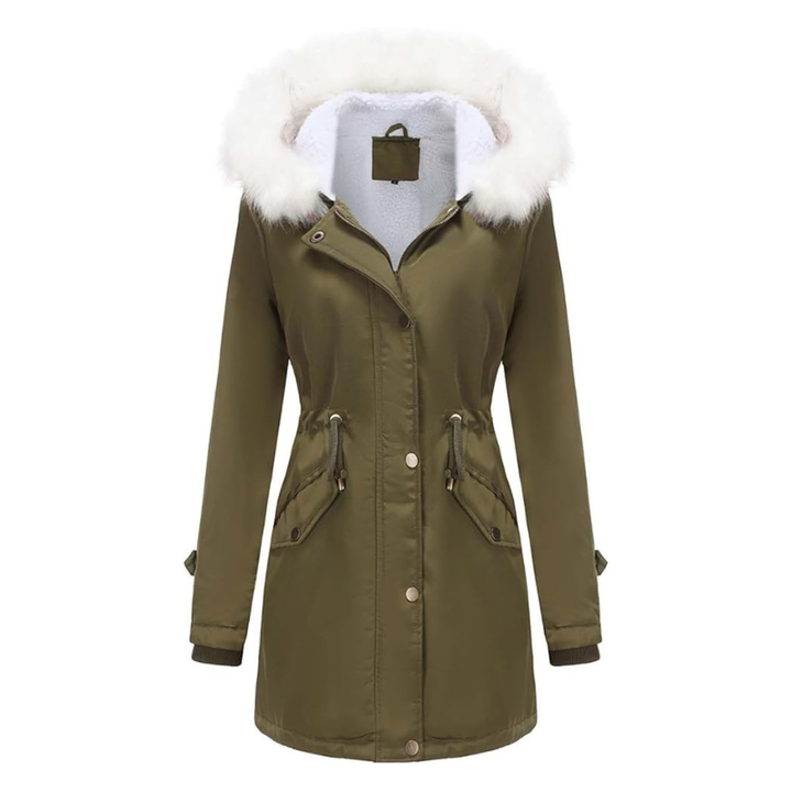 Dames winterjas met capuchon en knoopsluiting voor koud weer