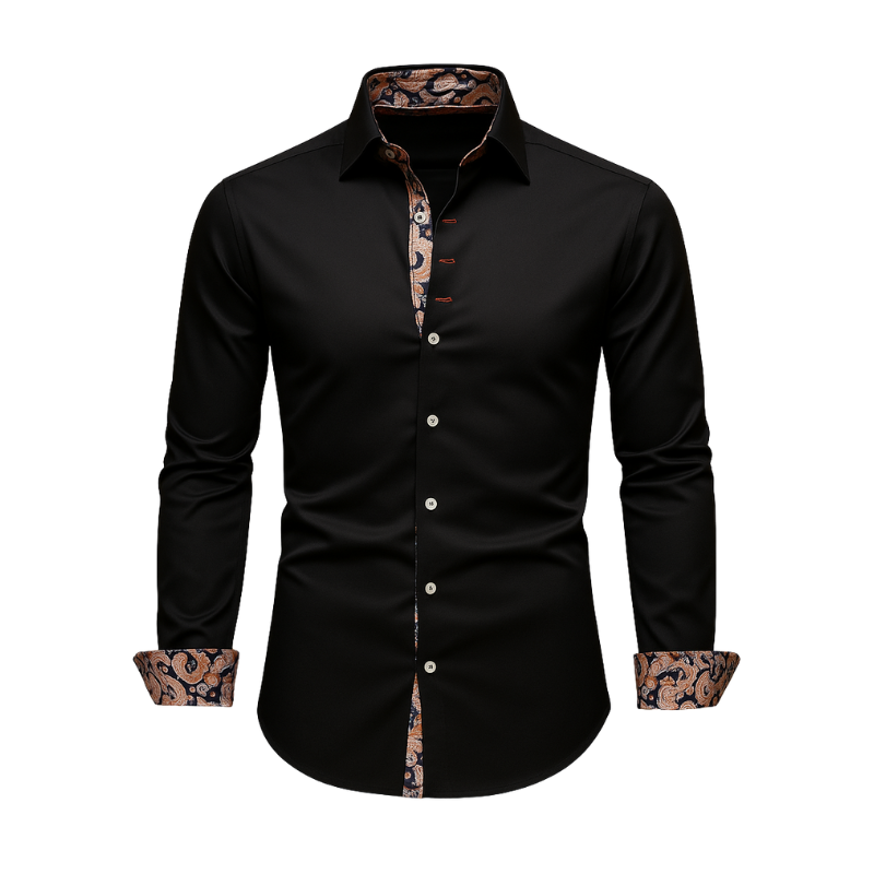 Heren overhemd met lange mouwen en contrasterende details voor formeel en dagelijks gebruik