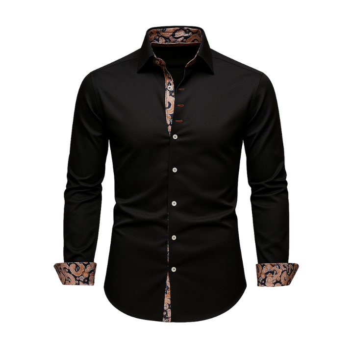 Heren overhemd met lange mouwen en contrasterende details voor formeel en dagelijks gebruik